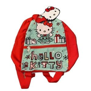 Hello Kitty Christmas Tree Mini Backpack Book Bag NEW Green Red Holiday